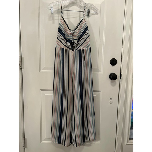 Xhilaration Pants - Xhilaration Wide leg cropped striped cutout jumpsuit. Size small.